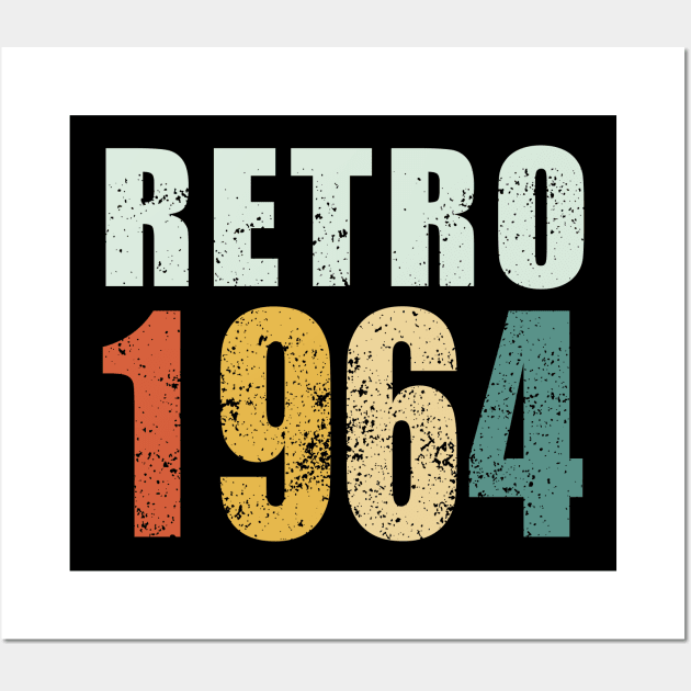 57th Birthday Gifts Year Old - Retro 1964 T-Shirt Wall Art by heehee shop